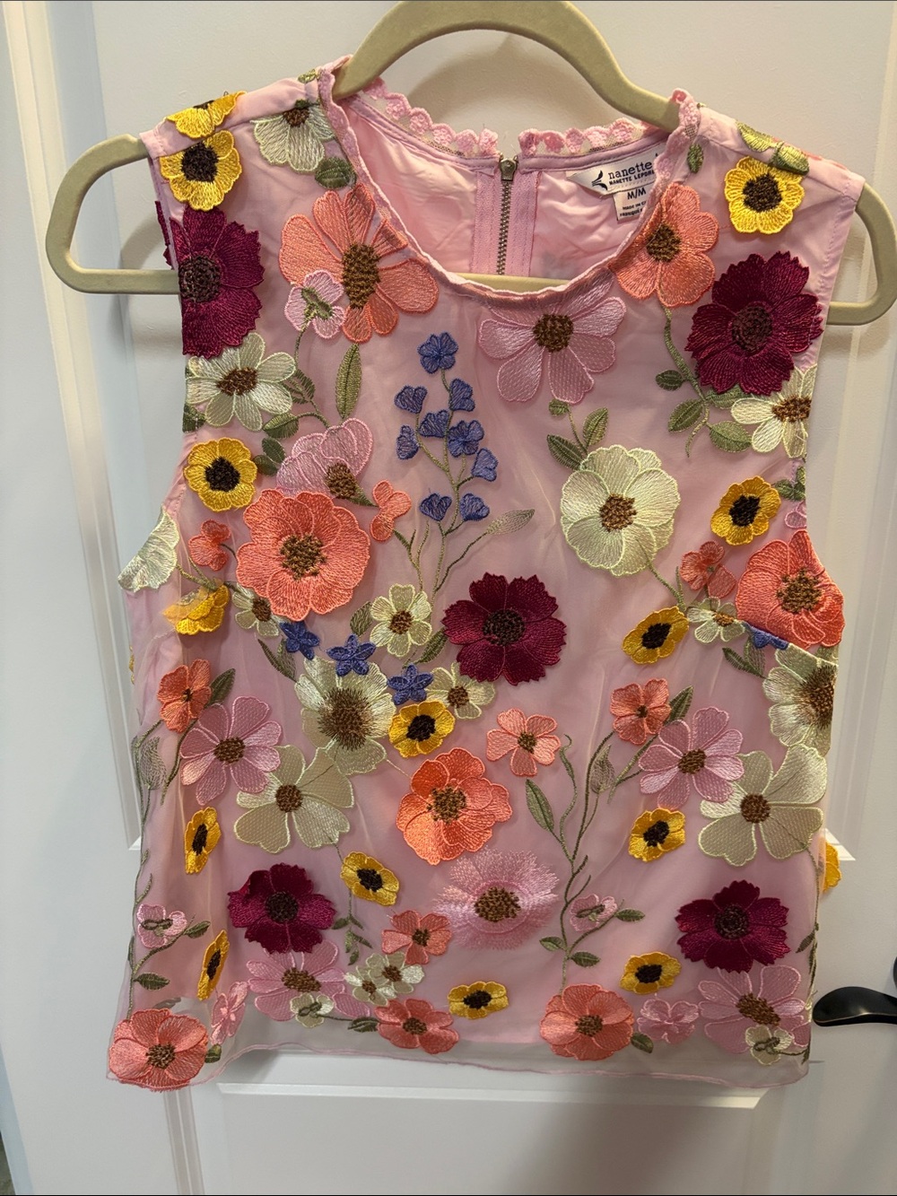 Nanette Lepore Pink Floral Embroidered Sleeveless Camisole